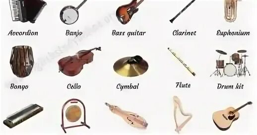 Instruments in english. Instruments in english