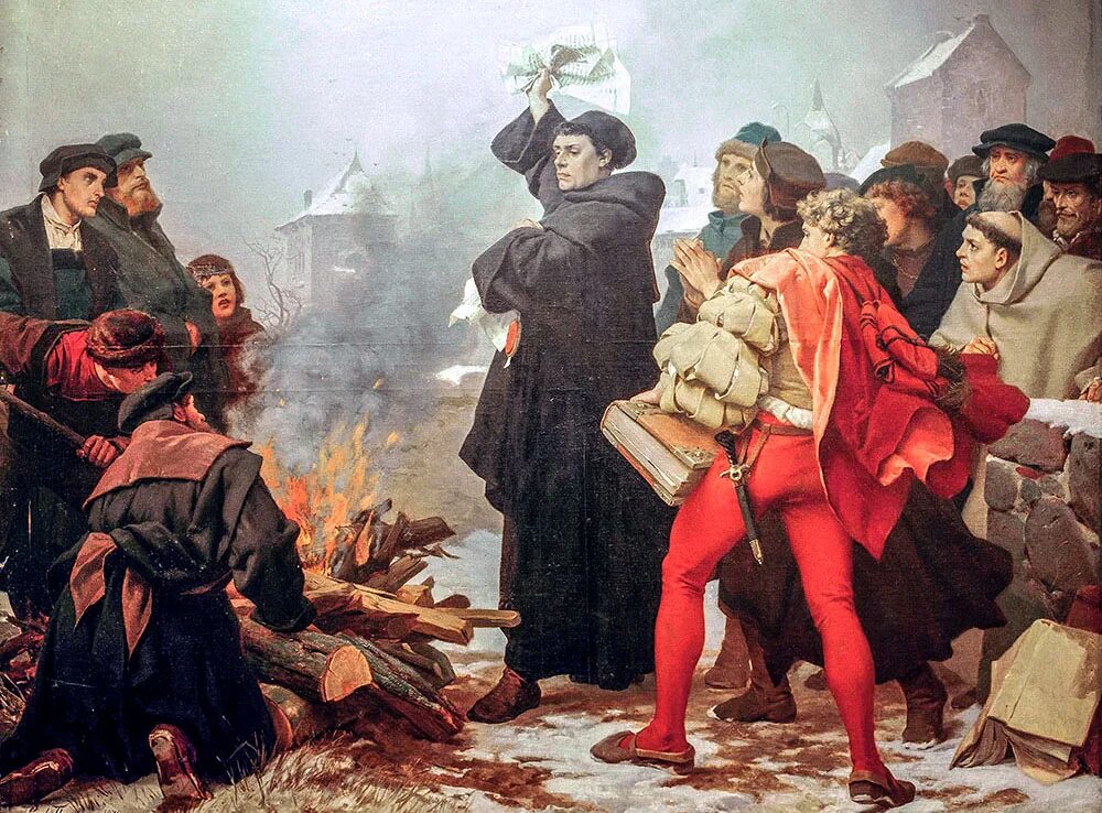 Кто сочувствовал протестантизму во франции 7. Лютер сжигает папскую буллу.