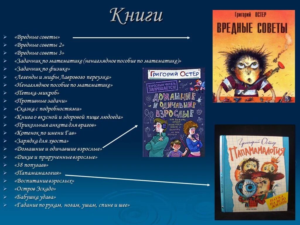 Произведения остера 2 класс. 2 Советов Остер вредные советы. Задачник вредные советы. Остер вредные советы презентация. Задачник. Ненаглядное пособие по математике.