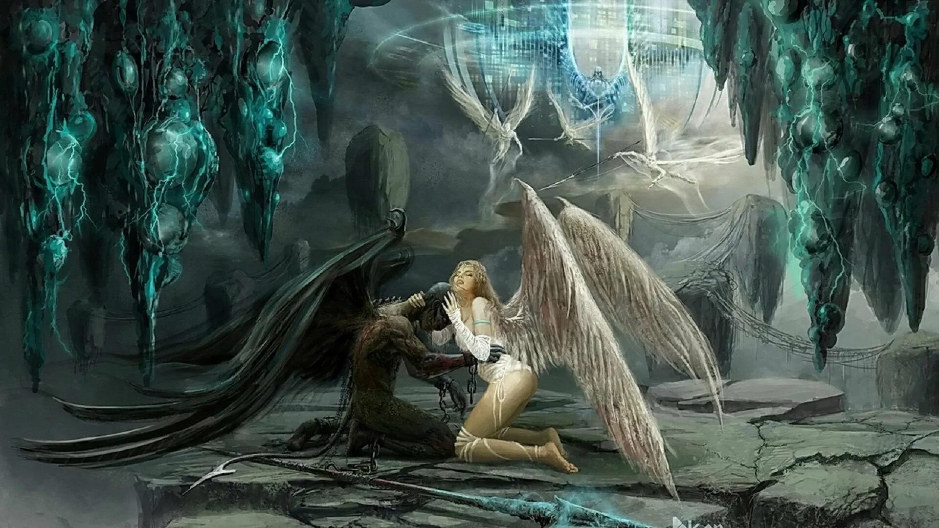Ангелы и демоны оригинал. Падший ангел Разиэль. Фэнтези полуангел полудемон. Картины фэнтези. Ангел мифическое существо.