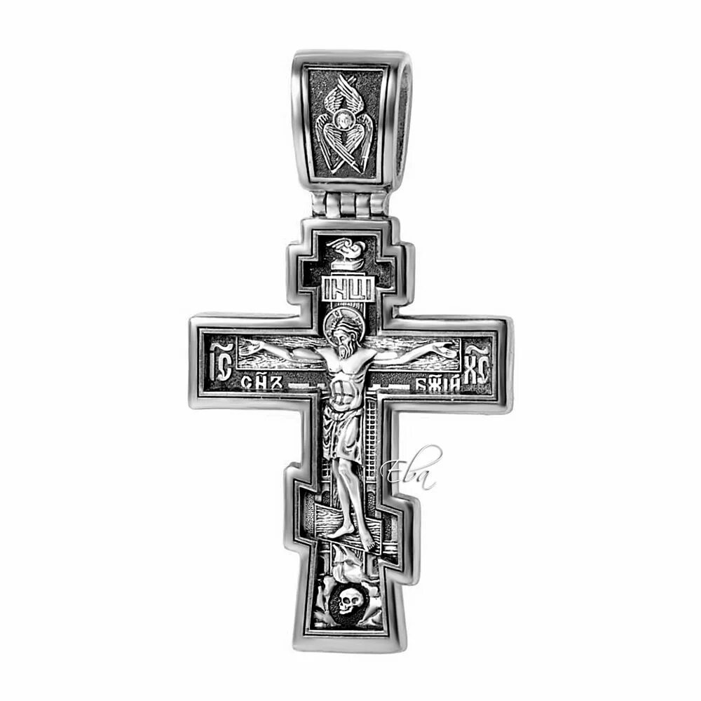 Серебро крест Распятие Христово с предстоящими. Сколько стоит православных