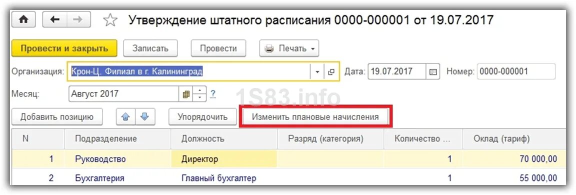 Изменение штатного расписания. Изменить начисление в штатном расписании. Изменить оклад в штатном расписании в 1с. 1с ЗУП изменение штатного расписания. Внести изменения в штатное расписание в 1с