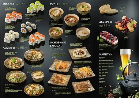 Меню ресторана японской кухни