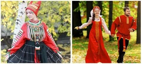 Русский костюм девушки и парня