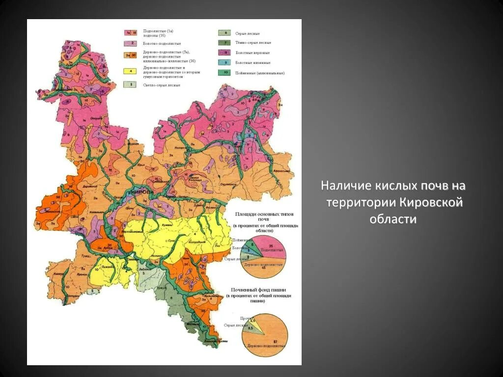 Почвы территории урала. Почвенная карта Кировской области по районам. Карта почв Кировской области. Карта кислотности почв Кировской области. Почвы Кировской области и их характеристика.