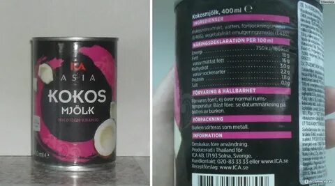 Кокосовое молоко калорийность