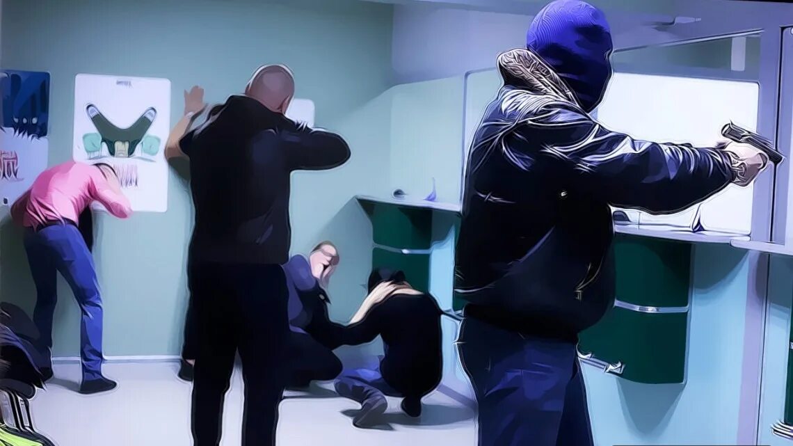 два грабителя в масках. ограбление группой лиц. два грабителя в масках. спрятался в магазине. грабеж и разбой.