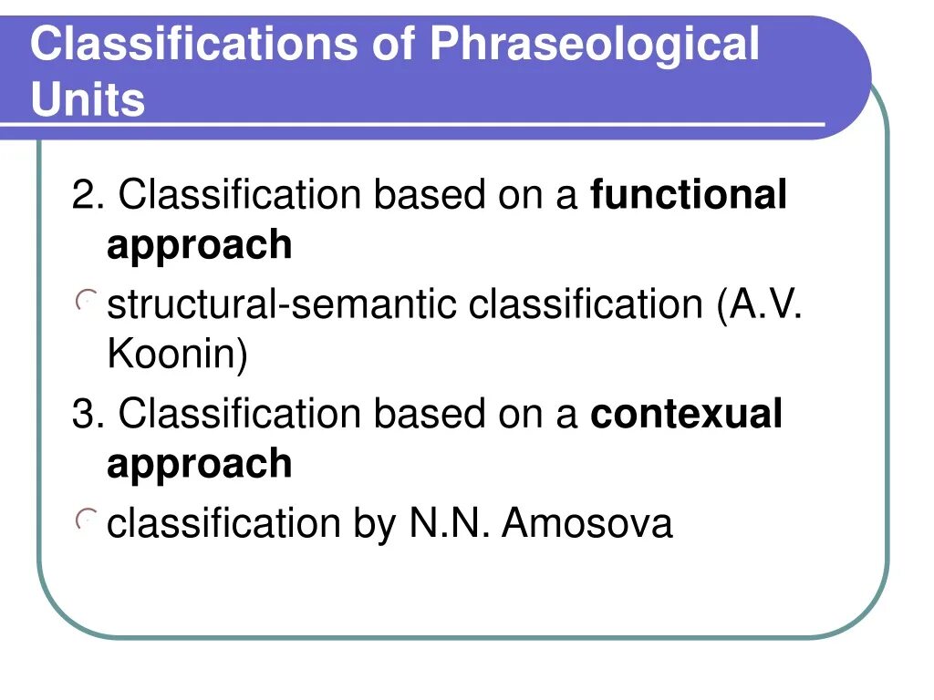 Smirnitsky classification of phraseological Units. Classification of phraseological Units. Koonin classification of phraseological Units. Vinogradov classification of phraseological Units. Translation unit