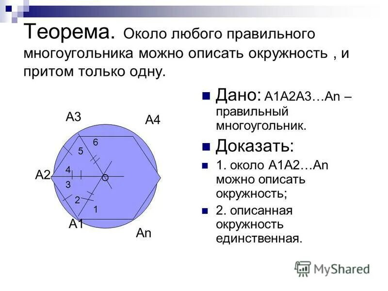 Сторона описанного правильного многоугольника