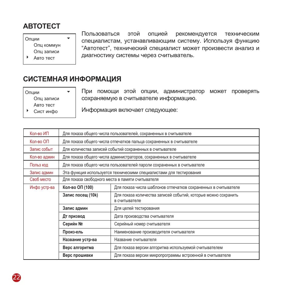 Информация в инструкции