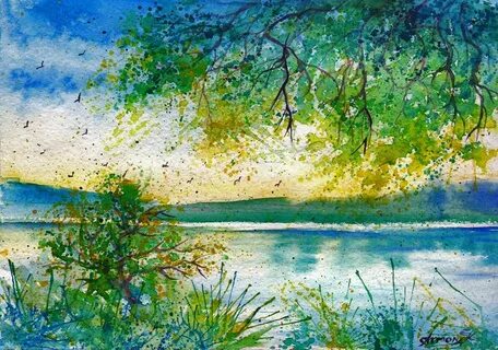 Пейзажи лета акварелью