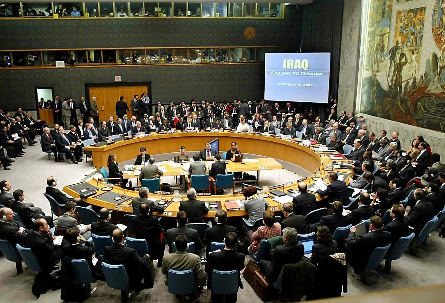 Оон 2003. Пауэлл в ООН. ООН 5 февраля. Выступление Колина Пауэлла в ООН. Госсек Колин Пауэлл на заседании сб ООН 2003.