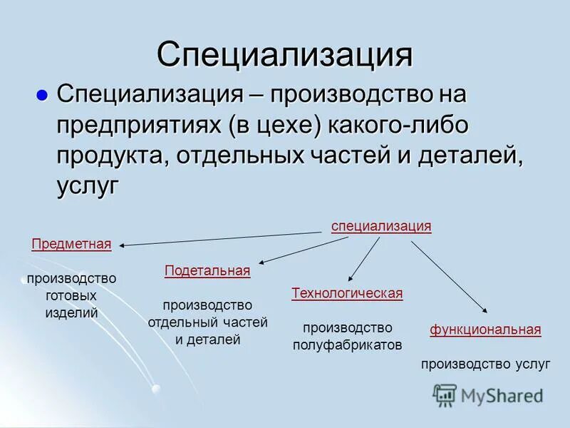 Предприятие это какое лицо. Специализация производства. Специализация это в экономике. Специализация предприятия это. Примеры специализации в экономике.