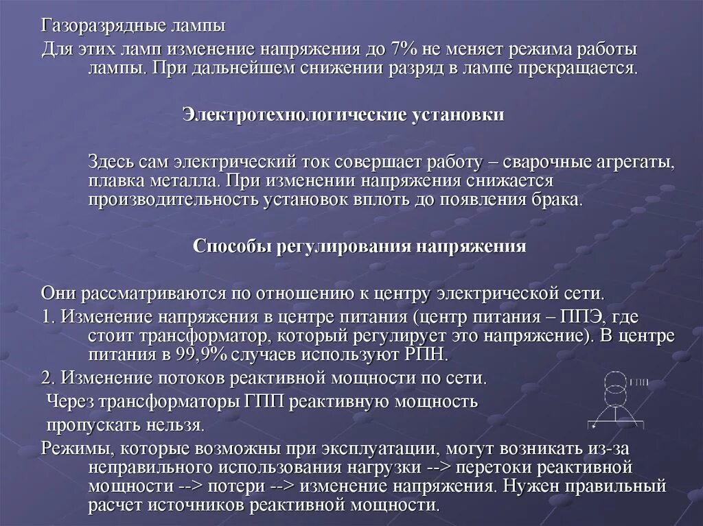 Режимы работы ламп