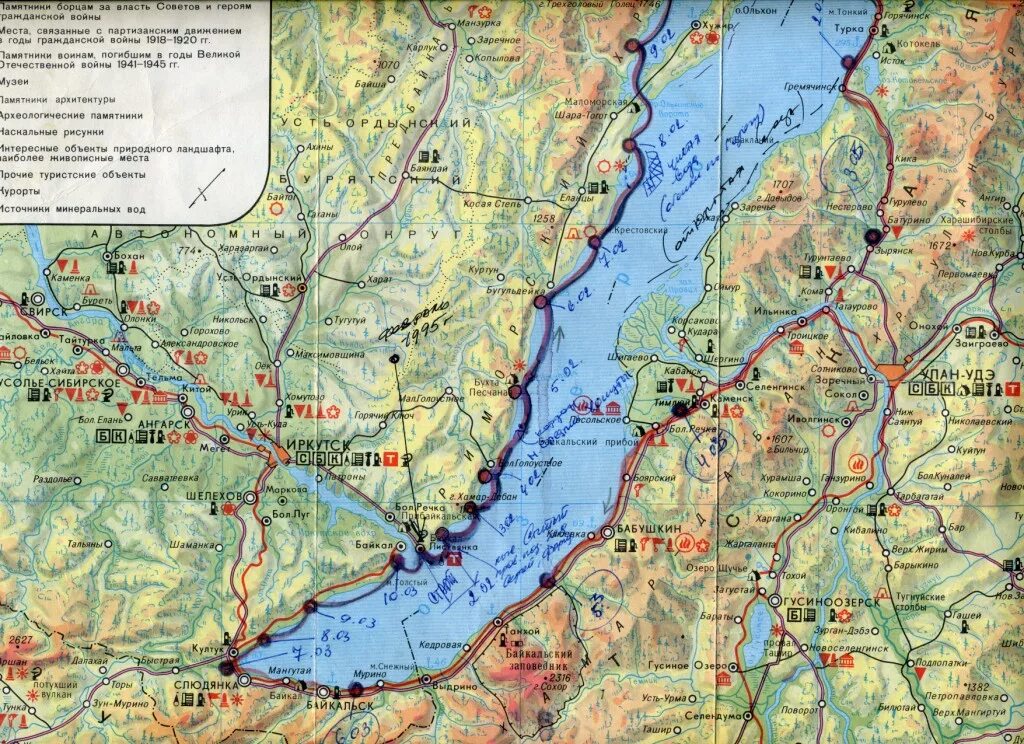 Карта дорог байкала подробная