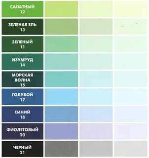 Цвета зеленых колеров
