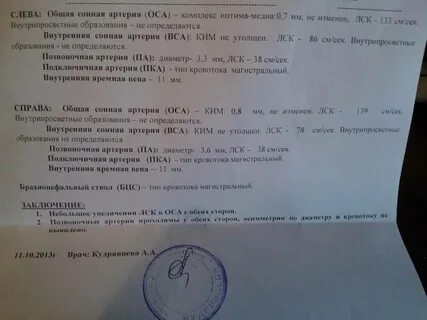 Ультразвуковое брахиоцефальных артерий