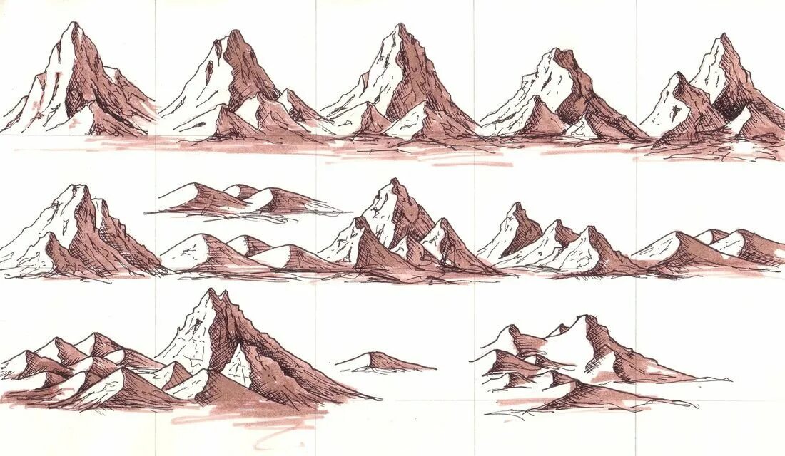 Горе референс. Горы рисунок. пейзаж туториал. референсы для рисования пейзажа. горы туториал.