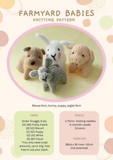 Knitting Pattern PDF Farmyard Babies - Etsy.