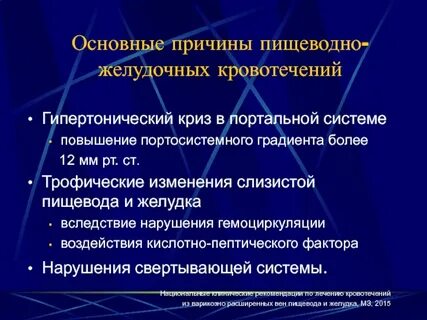 Кровотечение в желудке причины