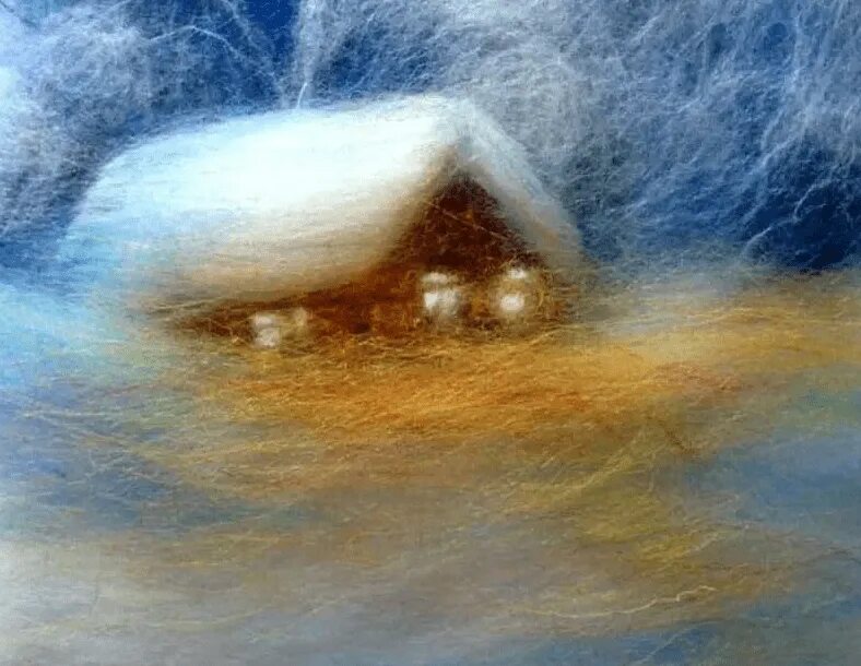 Зимняя шерсть. Шерстяная живопись. Картины из шерсти для валяния. Картины из шерсти зимние. Картины из шерсти для валяния.