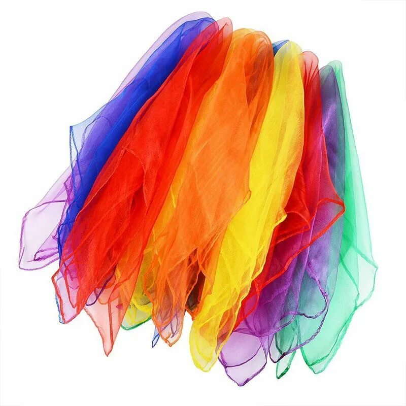 Танцующие полотенца. Платки для жонглирования. Разноцветные платки. Платки шифоновые разноцветные. Цветные платочки.