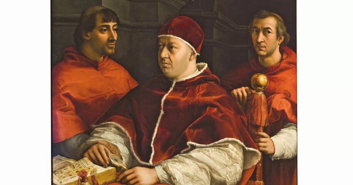 Лев 10. Рафаэль портрет льва x с кардиналами джулио медичи и луиджи росси. рафаэль папа лев 10 с кардиналами. рафаэль санти портрет папы льва x. портрет папы льва 10 рафаэль.