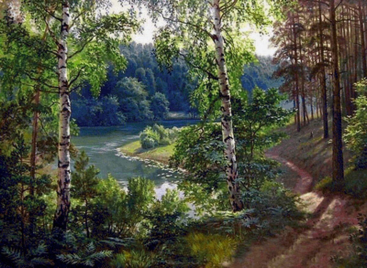 Современный пейзаж. Пейзаж с речкой. Речные пейзажи в живописи. Картина лес речка. Картина лес речка.