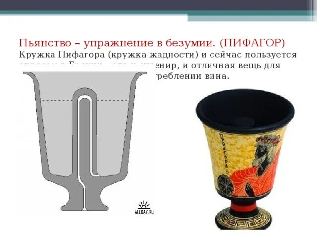 Как работает чаша пифагора. Чаша жадности пифагора. кружка жадности пифагора. кружка пифагора (или кружка жадности). кружка пифагора принцип действия.