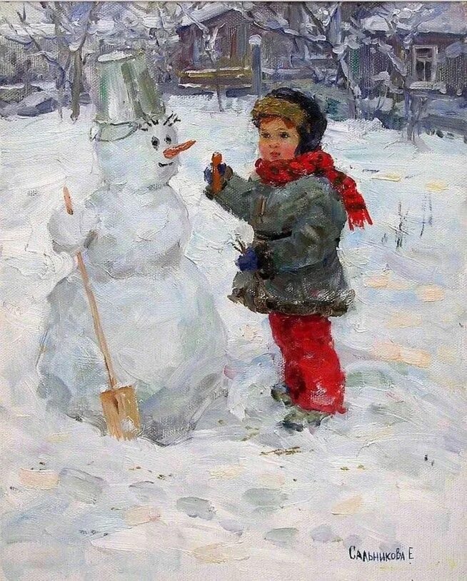 Картина девочка зимой