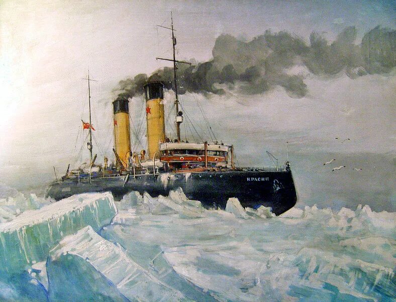 В 1928 ледокол спас итальянскую экспедицию. Ледокол Красин 1928. Красин (ледокол, 1916). Ледокол Красин картина.