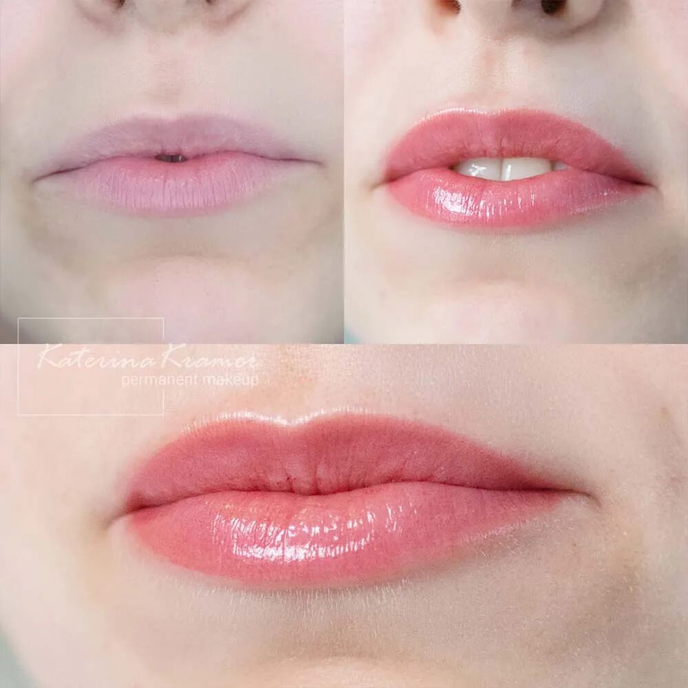 Акварельные губы до и после. Татуаж губ Натюрель. Перманент губ техника акварель. Перманентный макияж губ естественный цвет с растушевкой. Перманентный татуаж губ с растушевкой.