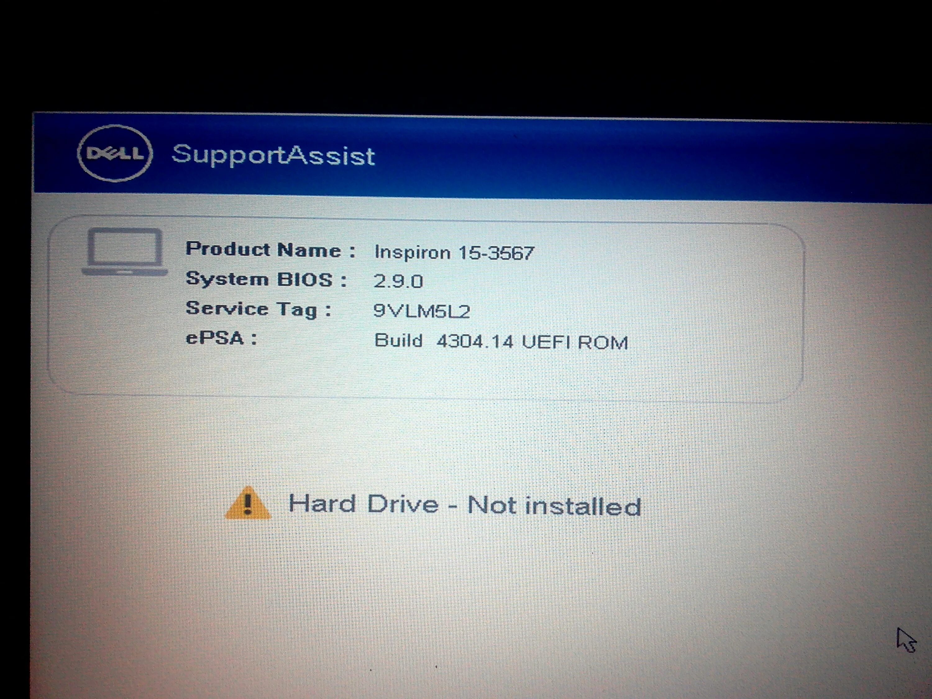 Ноутбук dell hard Drive - not installed. Hard Drive not installed что делать dell. Dell Inspiron 15 3567 BIOS. SSD dell hard Drive not installed.