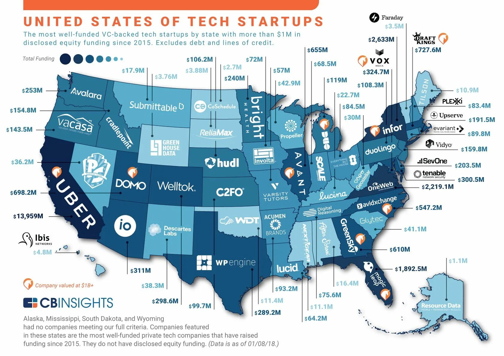 Since 2015. Инфографика США. Карта стартапов. USA Technology. Мировая карта стартапов.