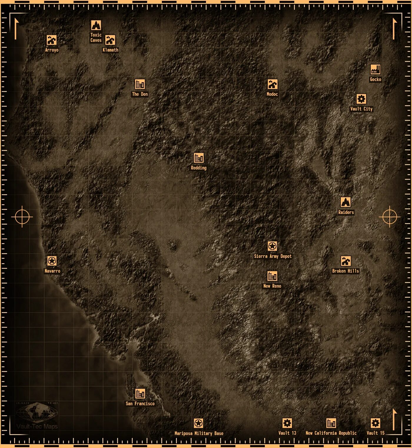 Карта fallout на русском. Fallout 1 карта. fallout 2 наварро на карте.