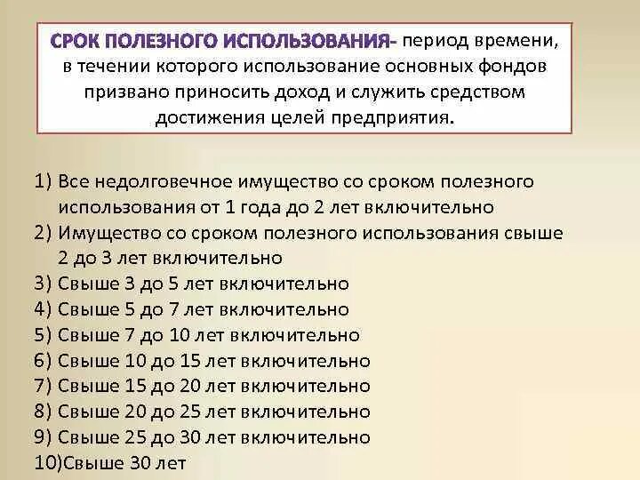 Срок службы основных фондов лет. Как устанавливается срок полезного использования. Срок полезного использования основных. Определяем срок полезного использования. Срок полезного использования основных средств.