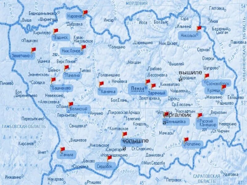 Реки Пензенской области на карте. Озера Пензенской области на карте. Река Пенза на карте Пензенской области. Карта прудов Пензенской области.