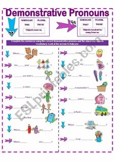 Demonstrative pronouns worksheets