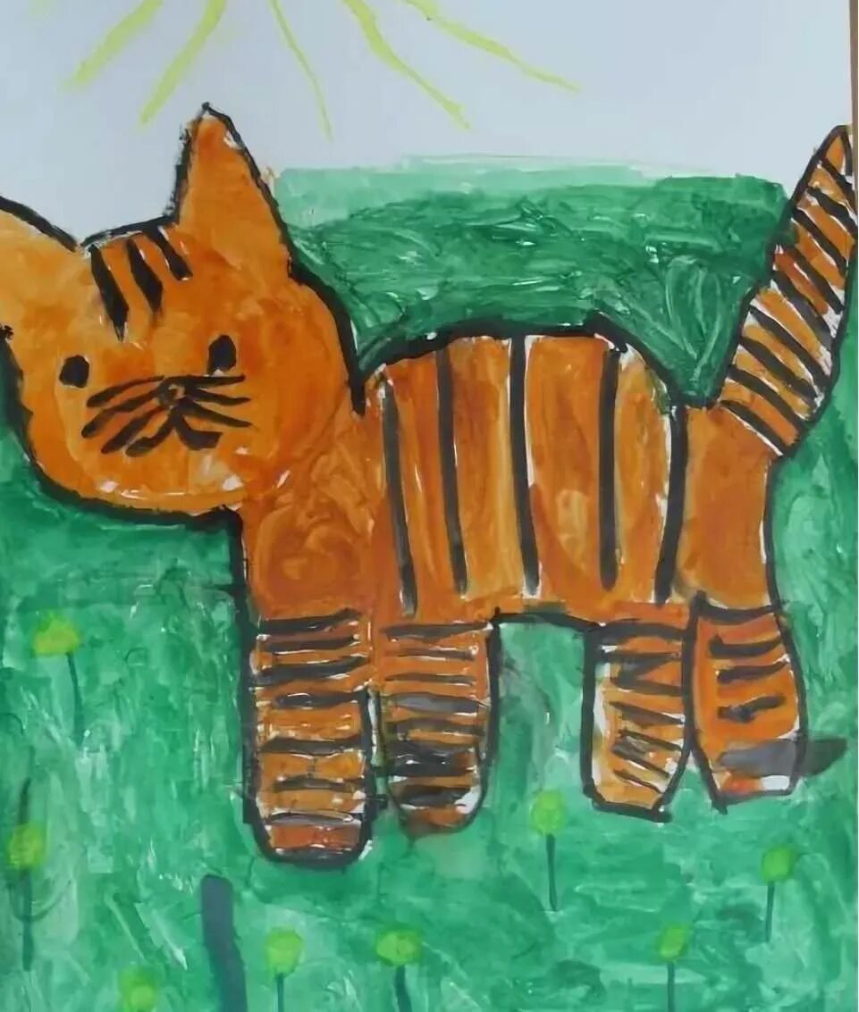 Детские рисунки. Детские рисунки животных. Рисование в садике. Рисунки красками для детей. Конкурс рисунков животных