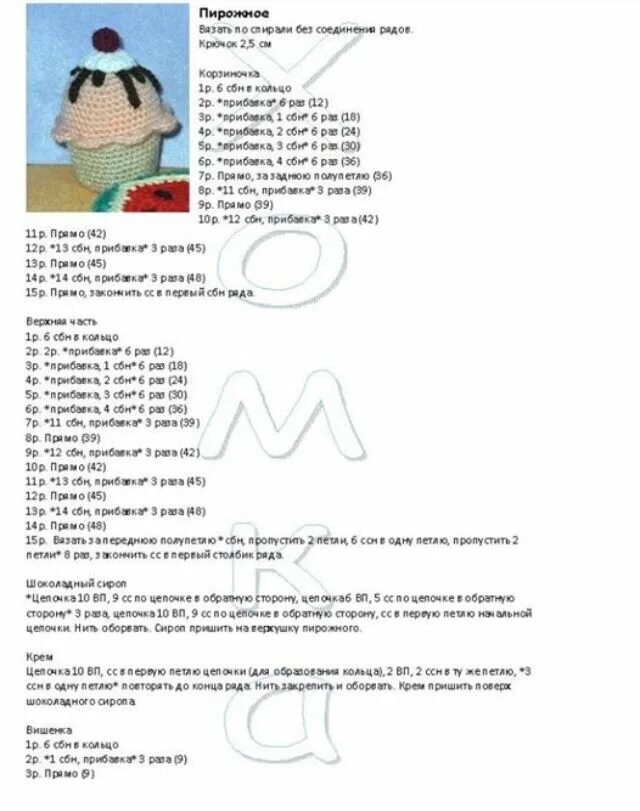 Кекс крючком схема и описание бесплатно Амигуруми пирожное капкейк схема вязания крючком Crochet patterns, Crochet cupca