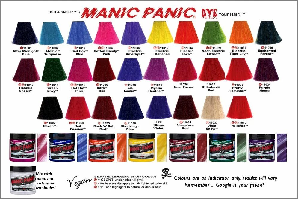 Dye hard краски. Краска Manic Panic палитра. Manic Panic краска для волос палитра. Маник паник краска для волос. Цветная краска для волос Manic Panic.