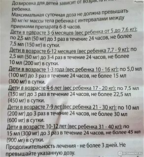Нурофен расчет дозировки по весу детям