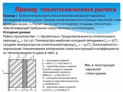 Теплотехнический расчет наружных ограждающих конструкций