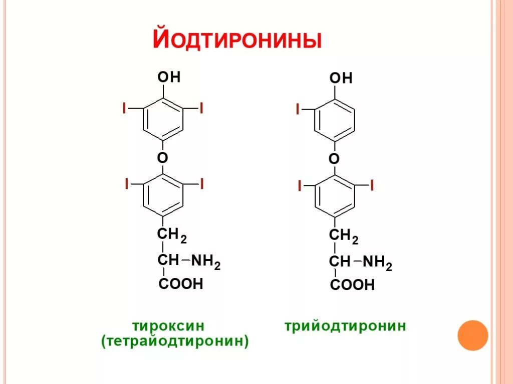 Йодтиронины биохимия. Тироксин химическое строение. Строение йодтиронинов. Тироксин и трийодтиронин формулы.