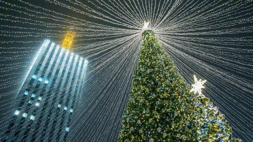 новогодняя чумбаровка в архангельске. елка в архангельске 2024. чумбарова-лучинского архангельск новый год. елка архангельск высотка. открытие городской елки.