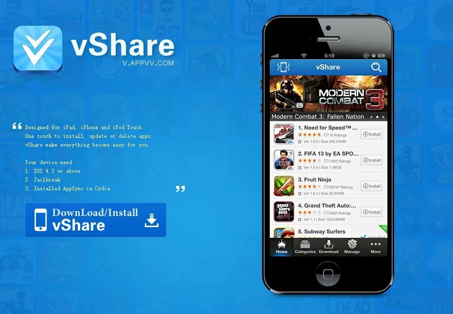 Ios apps install. Vshare. cydia without jailbreak download. vshare.com для ios.
