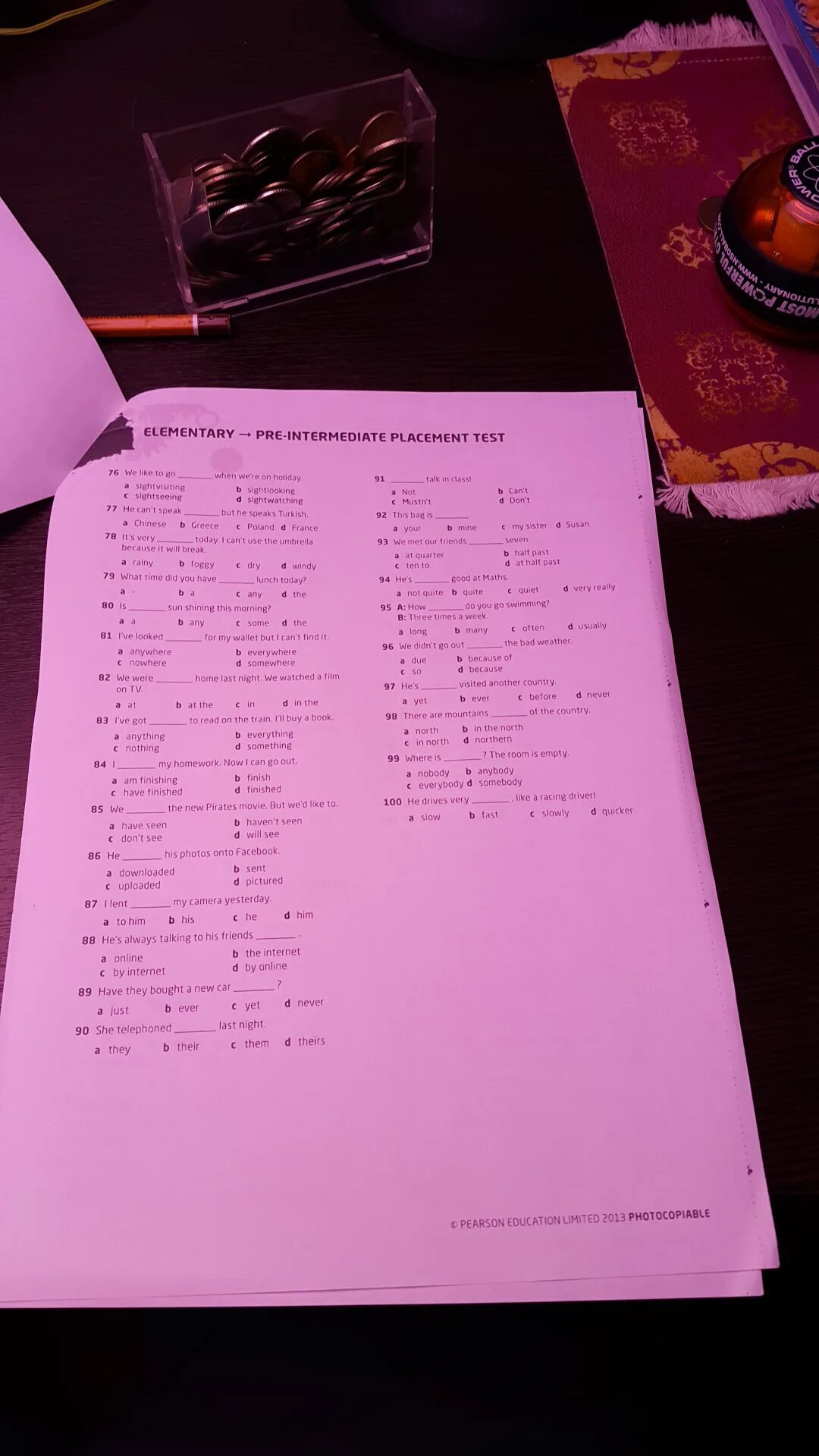 Pre intermediate test. Pre intermediate test