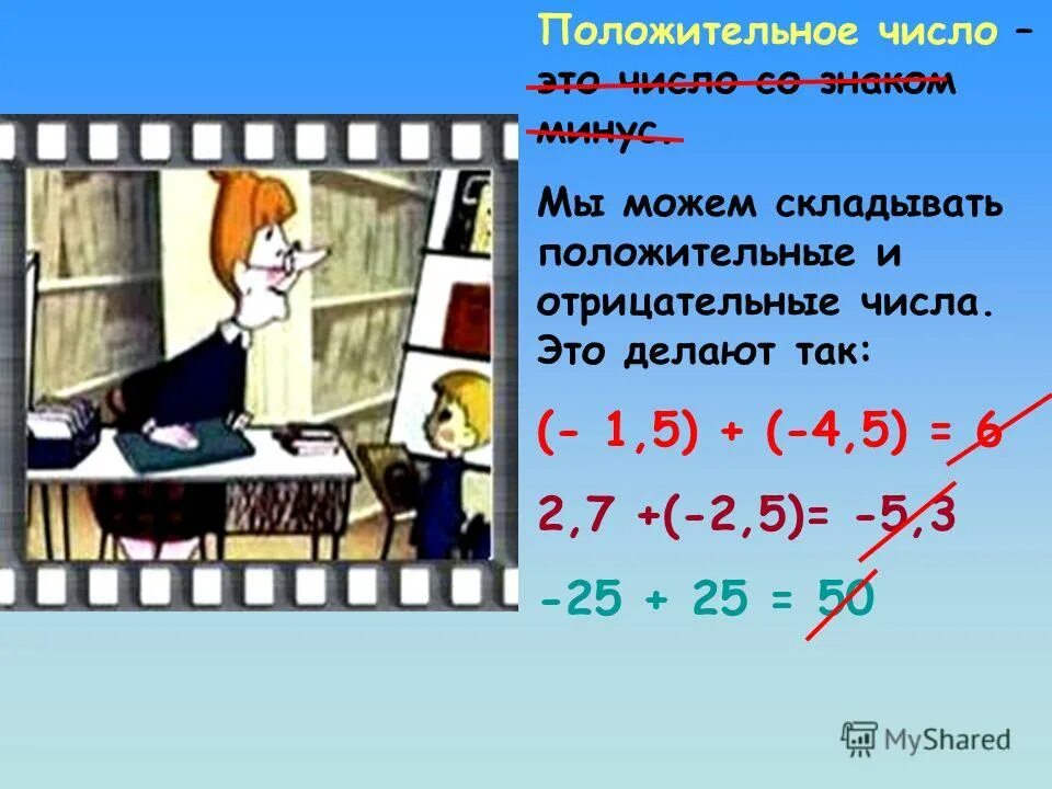 В некоторой школе текст. Как складывать отрицательные и положительные числа.