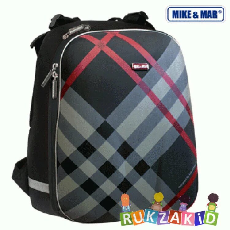 Арт 1008. Школьный рюкзак mike mar 1008-28 клетка серый. рюкзак mike mar. школьные рюкзаки барбери.