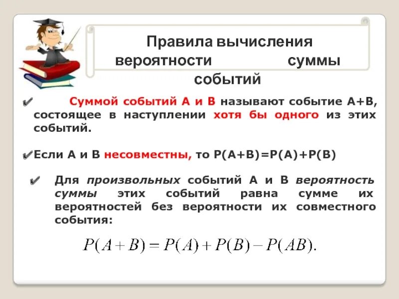 Вычисление вероятности событий с применением графических методов. Вычисление вероятности. порядок вычисления. вероятность суммы событий. вычисление вероятностей сложных событий.